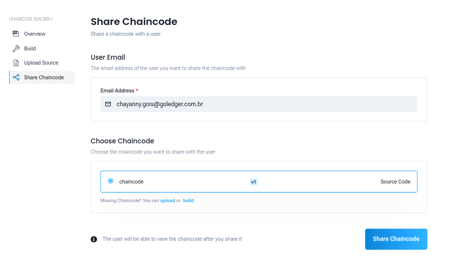 Share chaincode