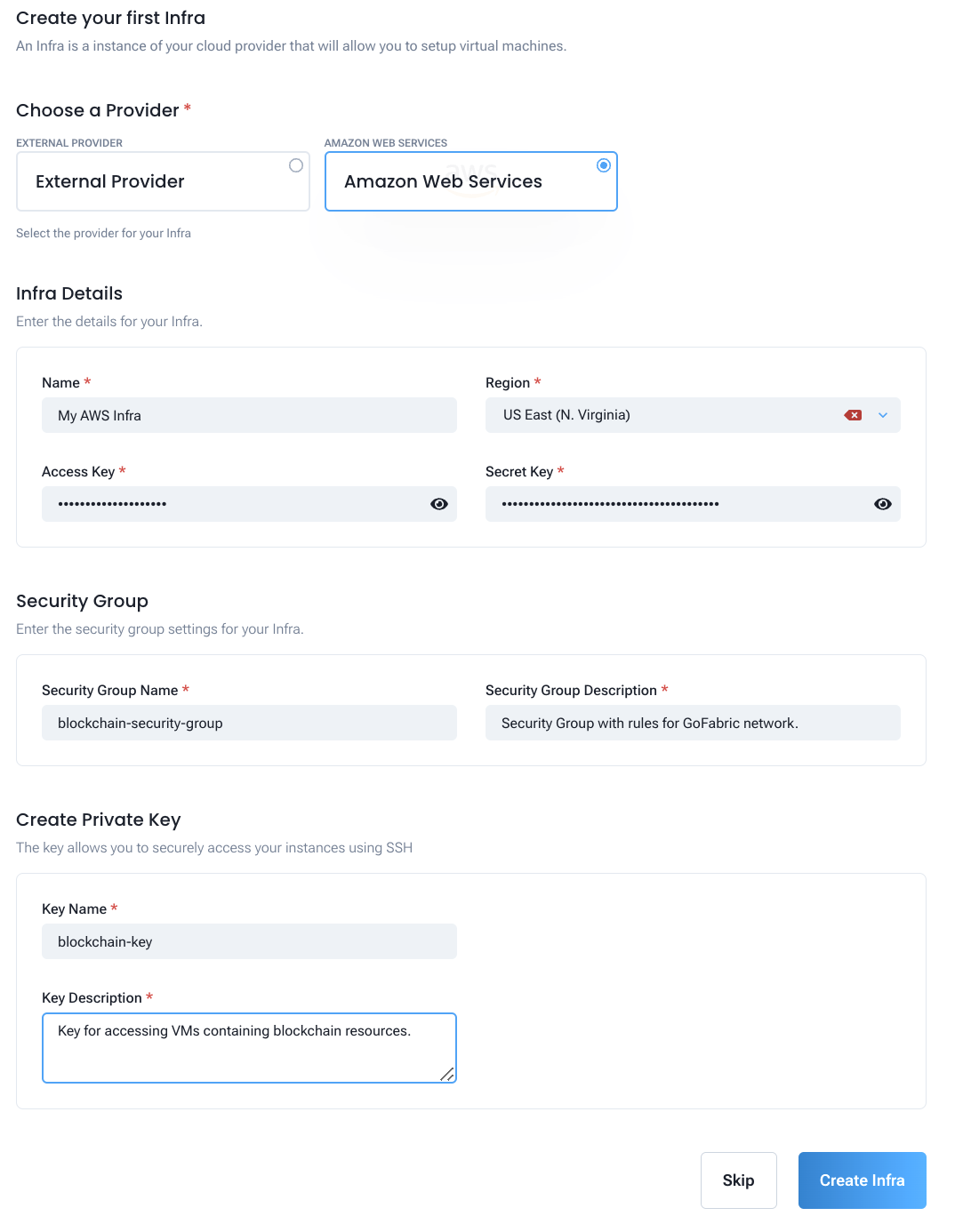 Creating AWS Infra