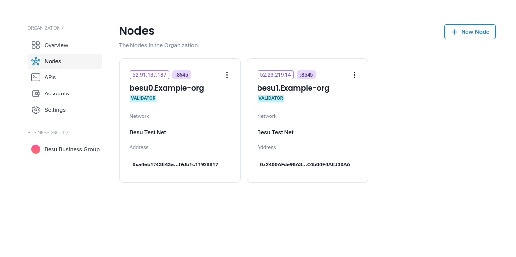 besu network dashboard