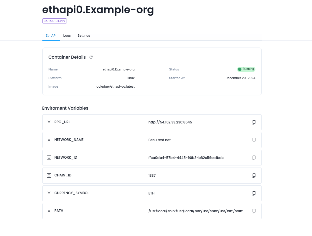 eth api container details