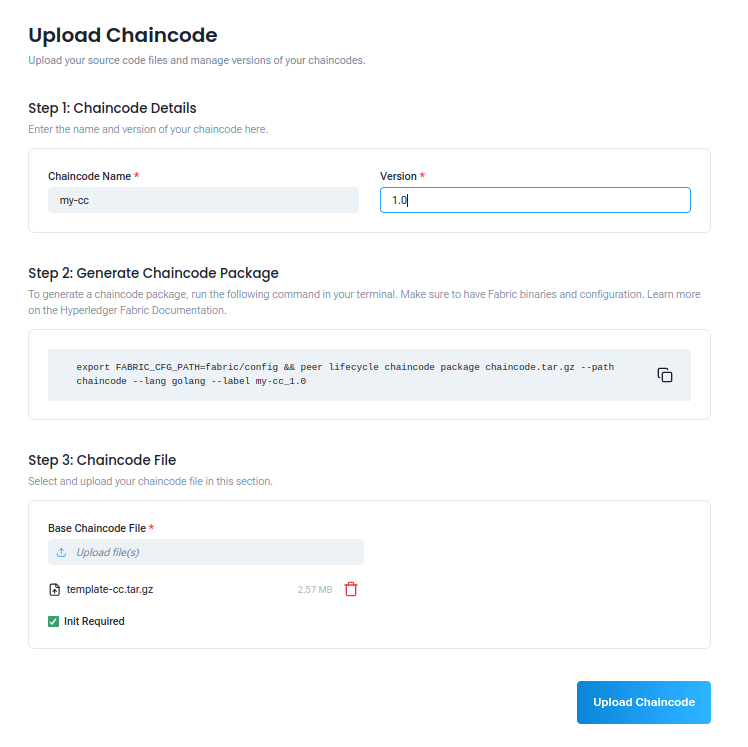 upload chaincode