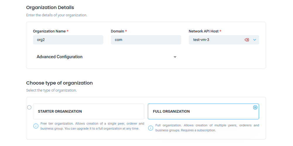 create organization