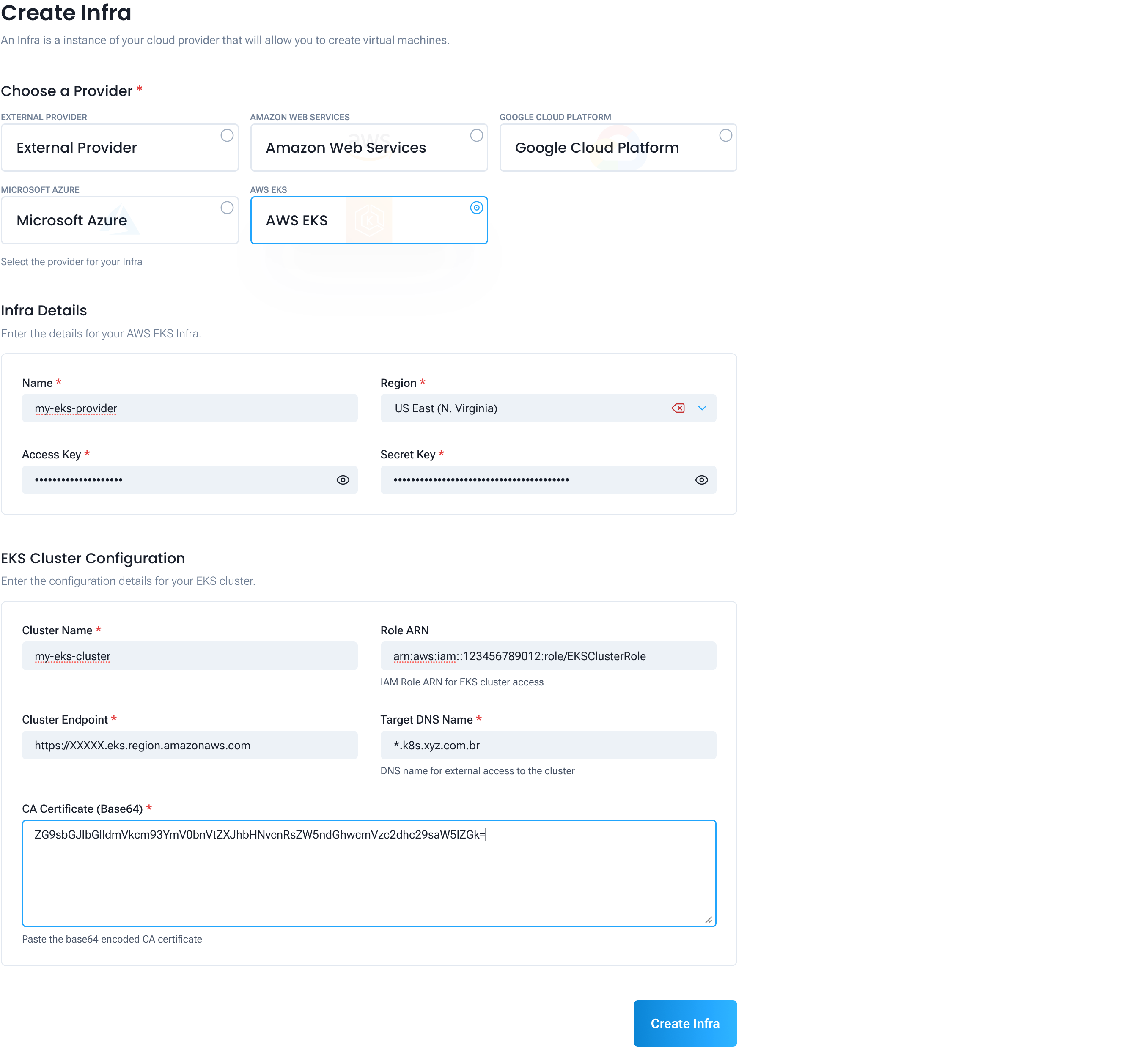 Creating AWS EKS Infrastructure
