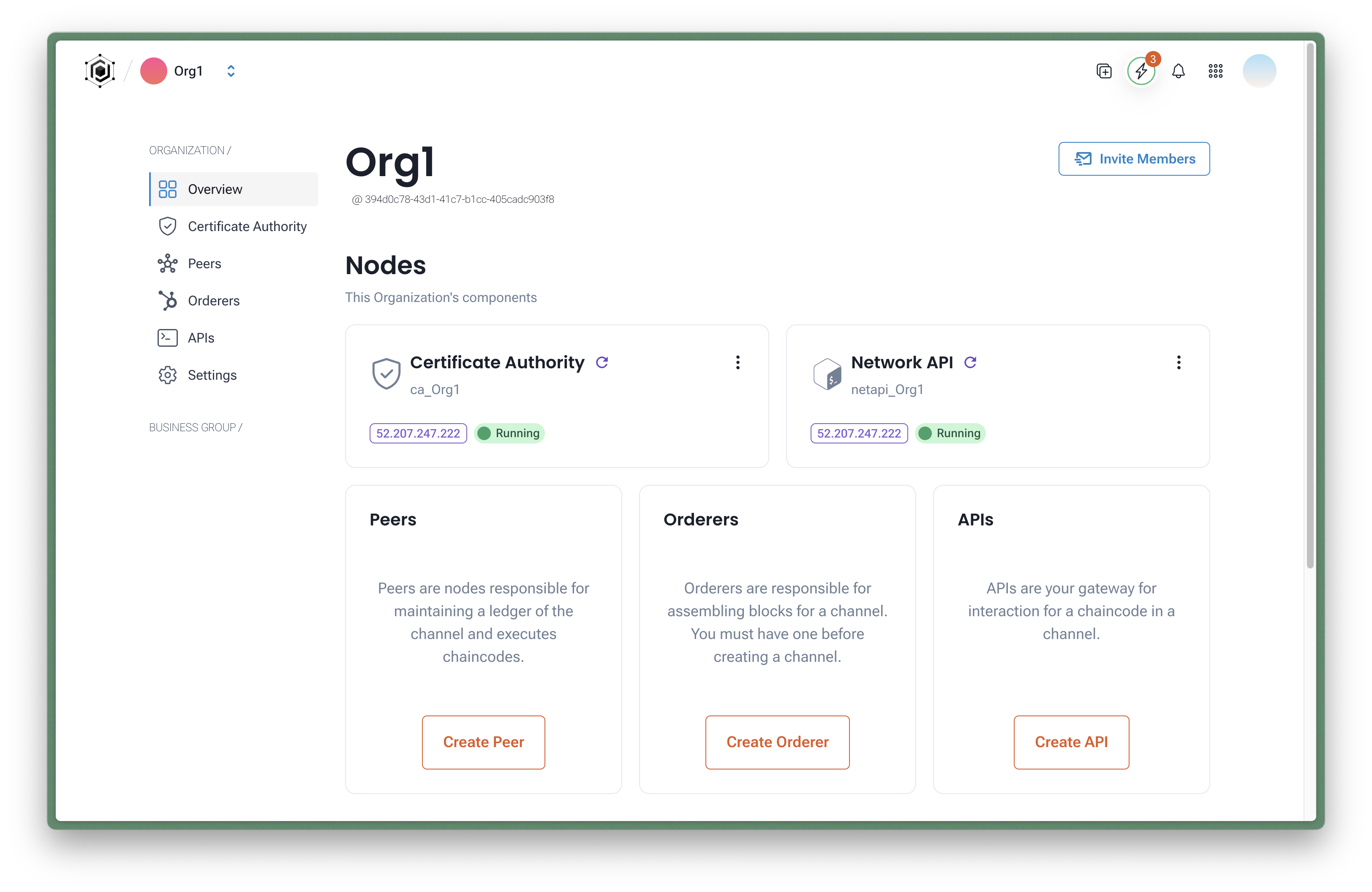 Org dashboard